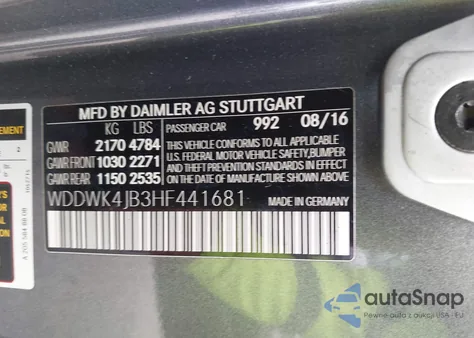2017 Mercedes-Benz C 300 from USA, damaged, VIN WDDWK4JB3HF441681